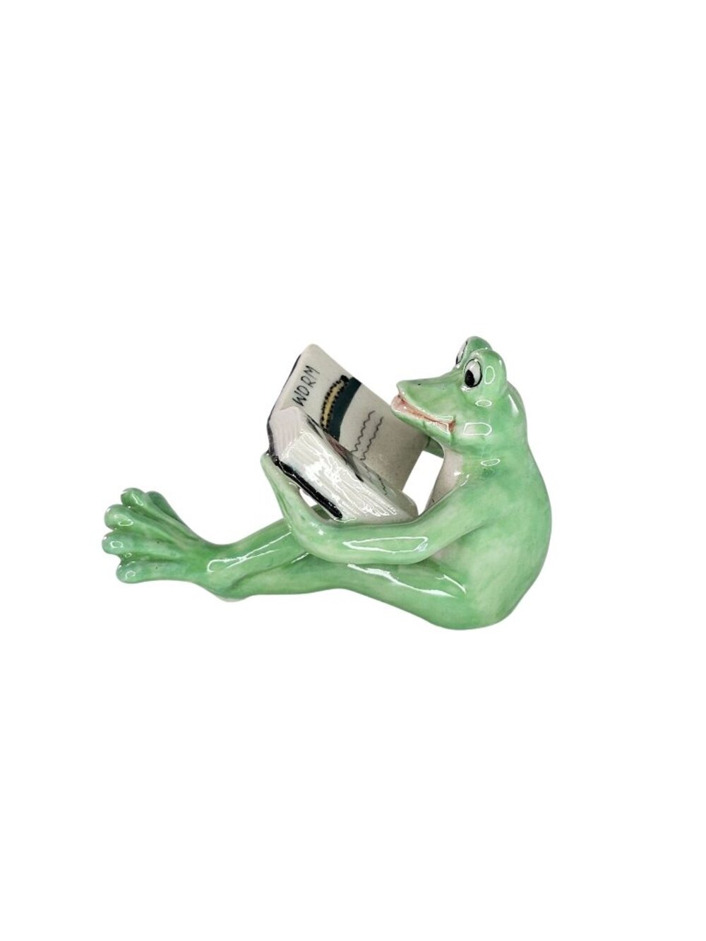 Klima Porcelain Frog Reading Book Miniature Figurine Collectible Amphibian